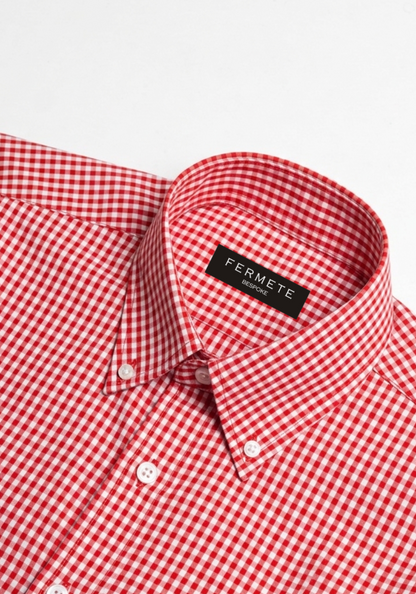 Red Gingam 80's Poplin Shirt - Wrinkle Resistant