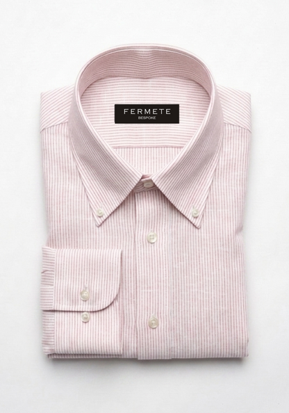 Red Pinstripes Linen Shirt
