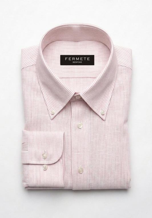 Red Pinstripes Linen Shirt
