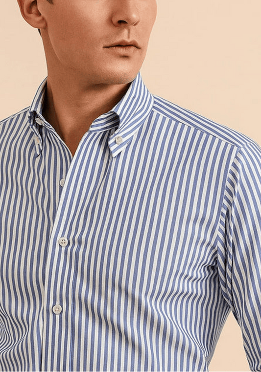 Sky Blue Striped Shirt - Easy Iron