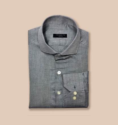 Grey Classic Herringbone Shirt