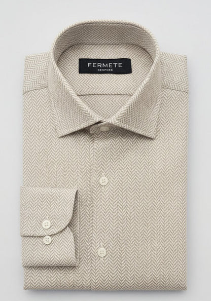 Soft Beige Mini Herringbone Winter Flannel