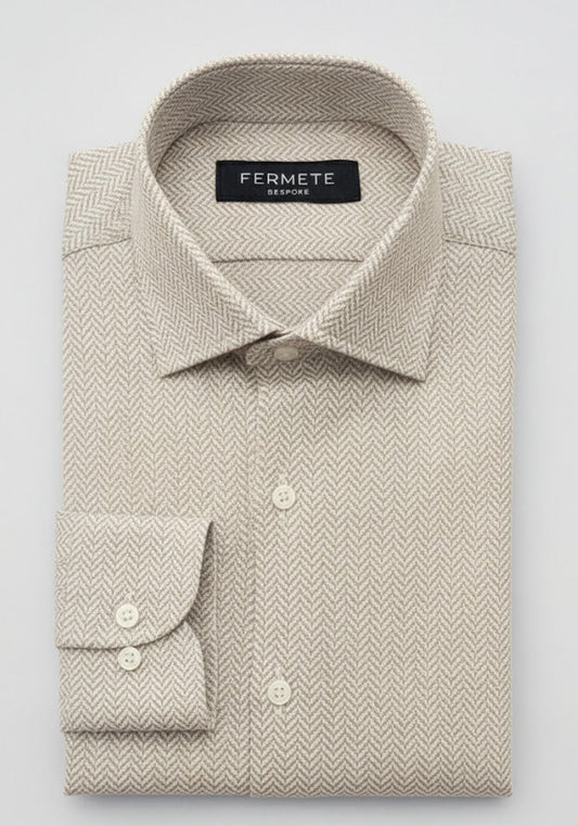 Soft Beige Mini Herringbone Winter Flannel