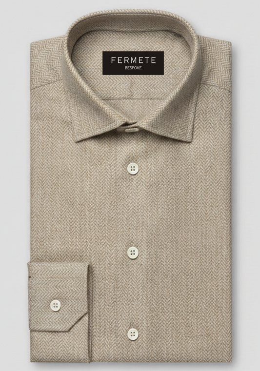 Soft Beige Mini Herringbone Winter Flannel