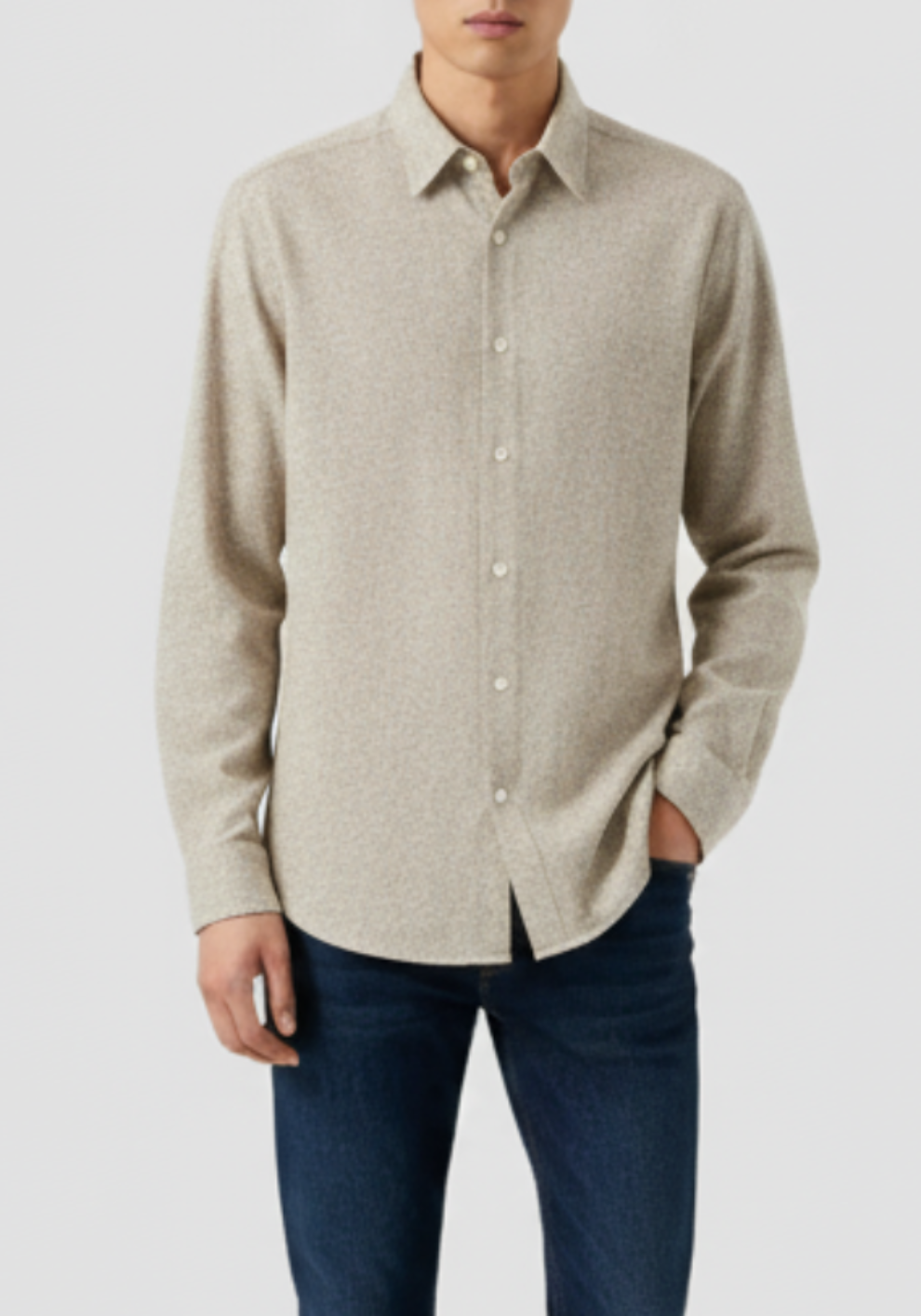 Soft Beige Mini Herringbone Winter Flannel