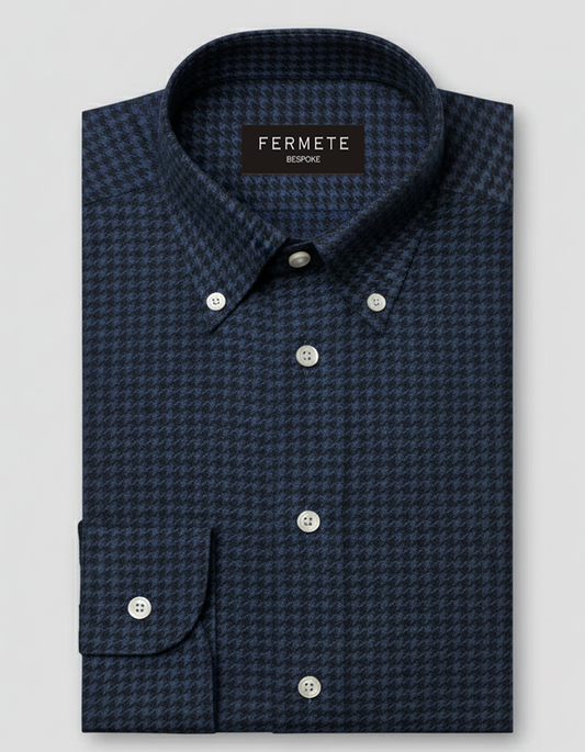 Soft Blue Houndstooth Winter Flannel Shirt