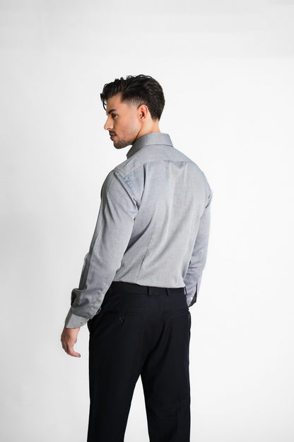 Soft Grey Herringbone Shirt