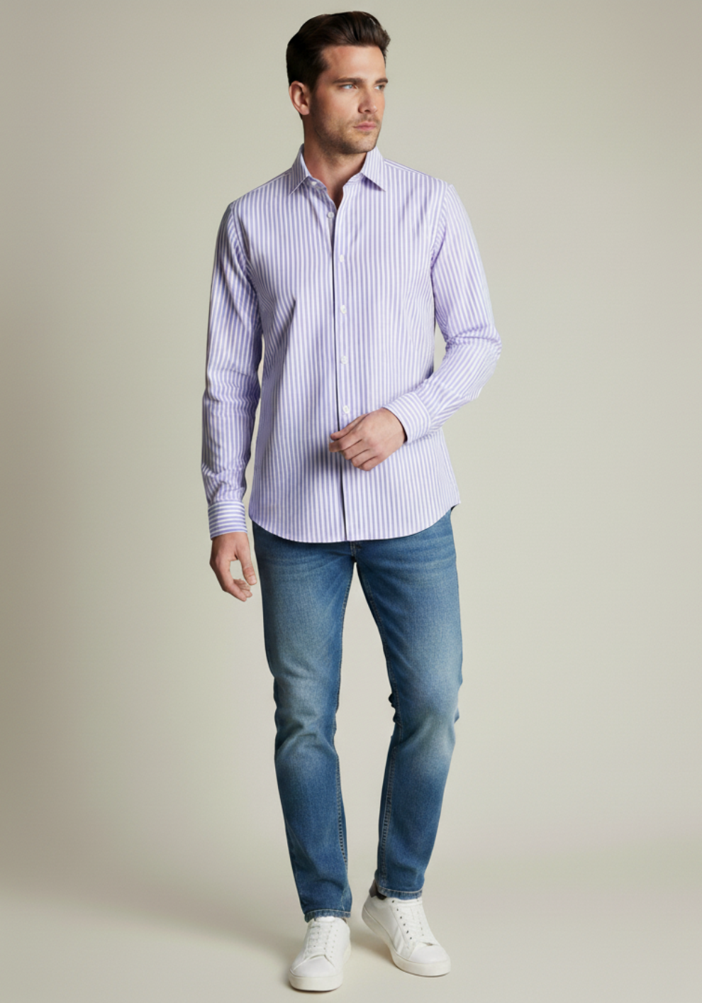 Soft Lavender Royal Oxford Bengal Stripes Shirt