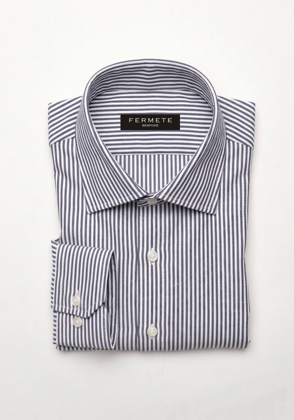 Soft Navy Blue Charcoal Oxford Stripes Shirt