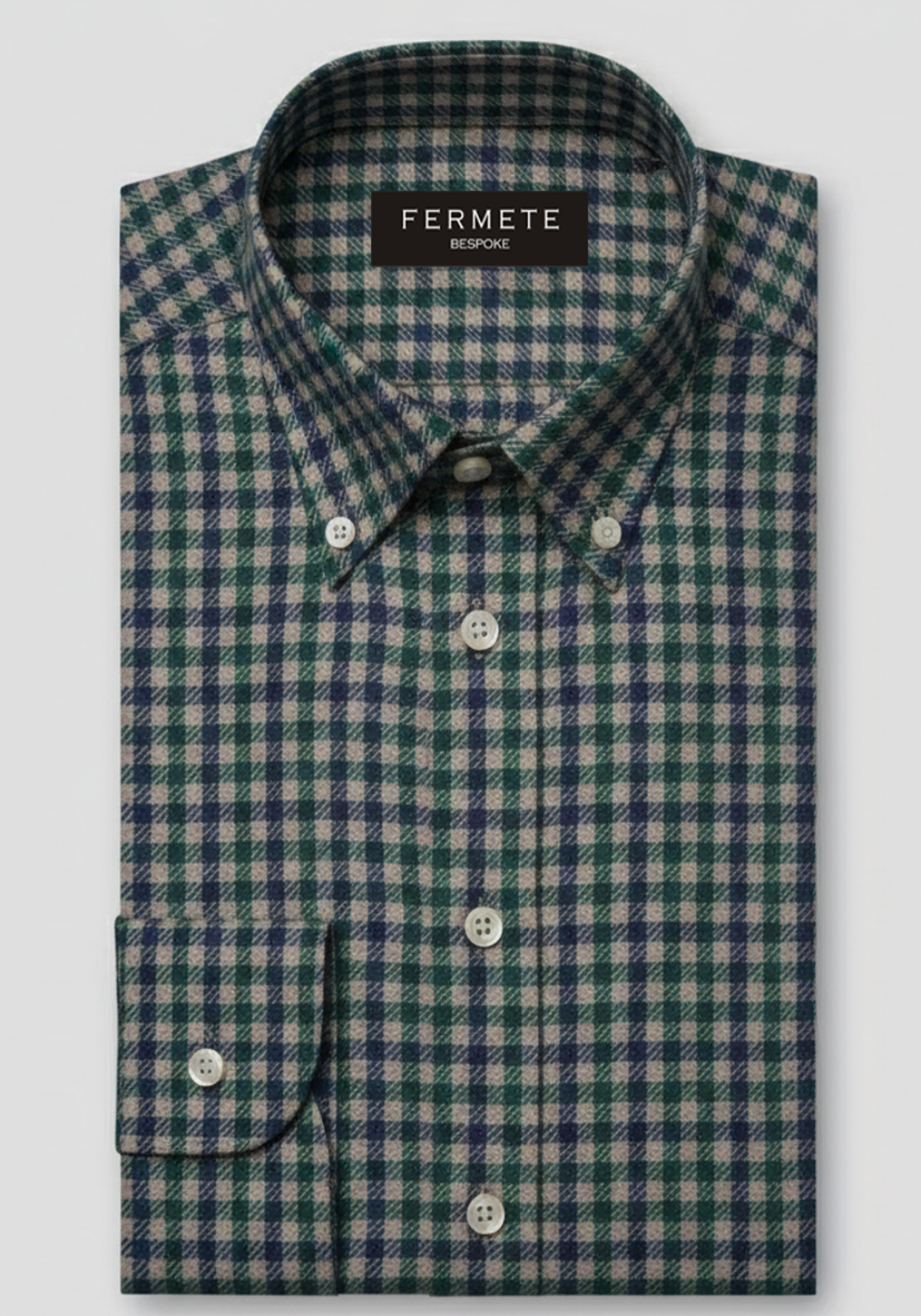 Soft Navy Green Gingham Winter Flannel Shirt