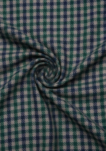 Soft Navy Green Gingham Winter Flannel Shirt