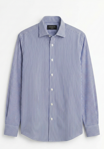 Soft Navy Narrow Stripes Shirt