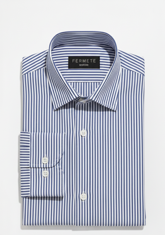 Soft Navy Narrow Stripes Shirt