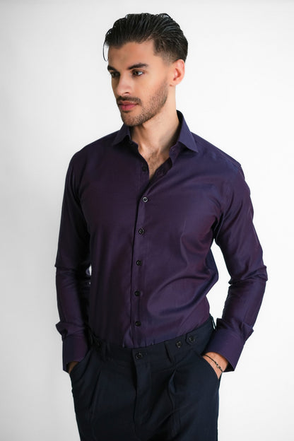 Soft Two Tone Plum Shirt - Easy Iron