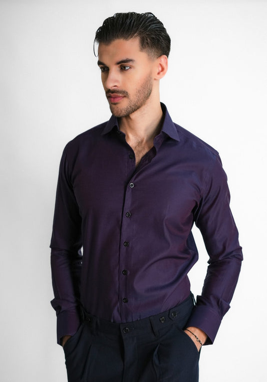 Soft Two Tone Plum Shirt - Easy Iron