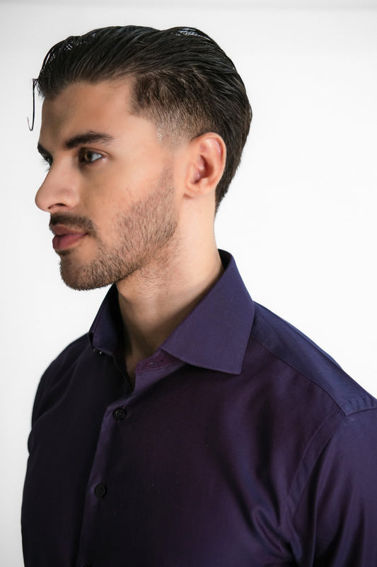 Soft Two Tone Plum Shirt - Easy Iron