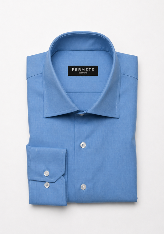 Super Soft Mid Blue Shirt - High Collar