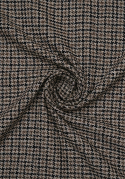 Tan Black Grid Checkered Winter Flannel Shirt