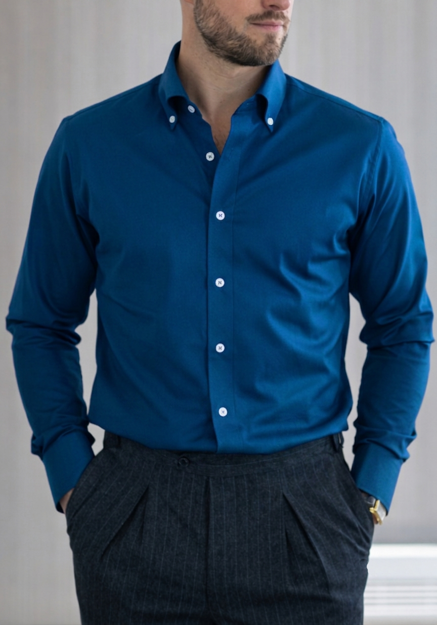 Teal Blue Pinpoint Shirt