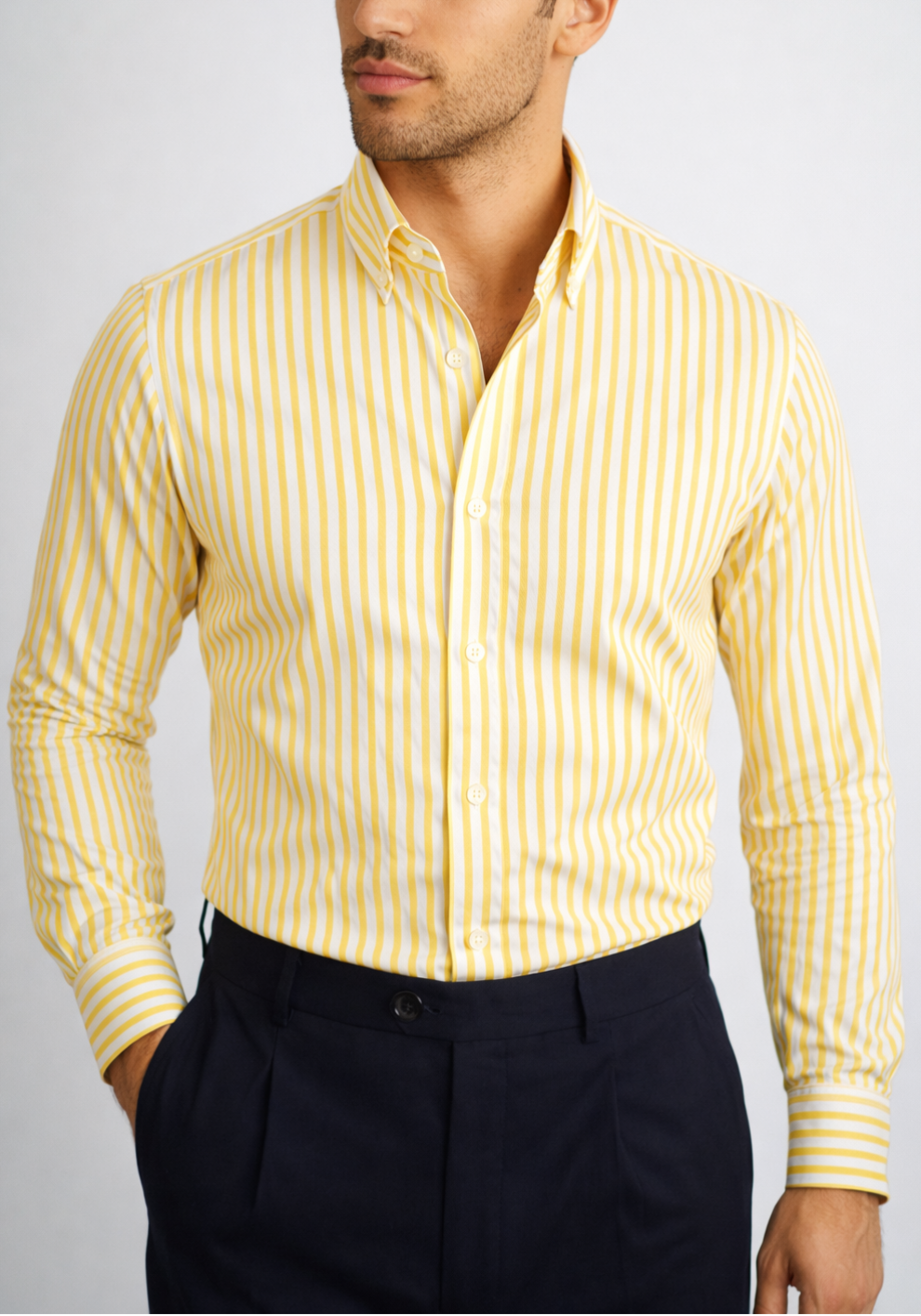 Yellow Oxford-Stripes Shirt