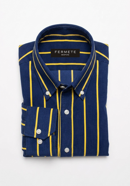 Yellow on Blue Corduroy Winter Shirt