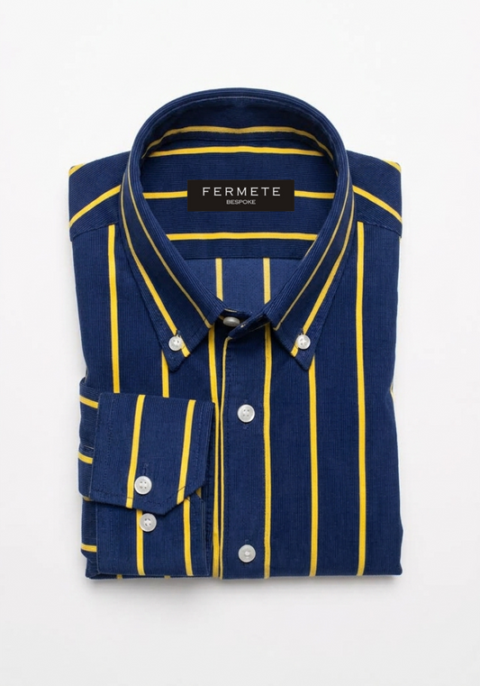 Yellow on Blue Corduroy Winter Shirt